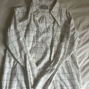 Everlane White and Brown Checkered Shirt